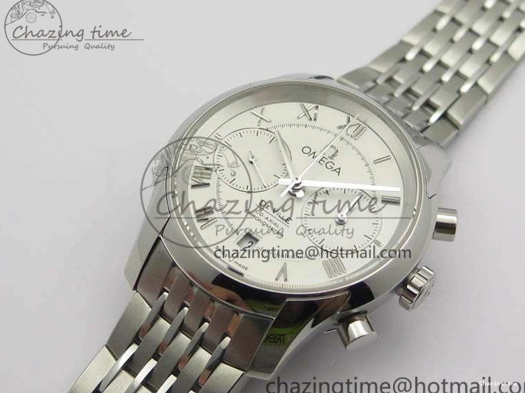 0427 HighQuality De Ville Chronograph SS OMF 1:1 Best Edition White Dial On SS Bracelet A 8151